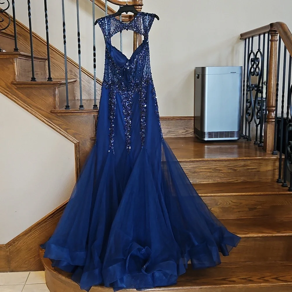 Jovani Royal Blue Formal Mermaid Dress - Picture 2 of 12